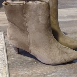 Old Navy Taupe Suede Pointed-Toe Ankle Booties